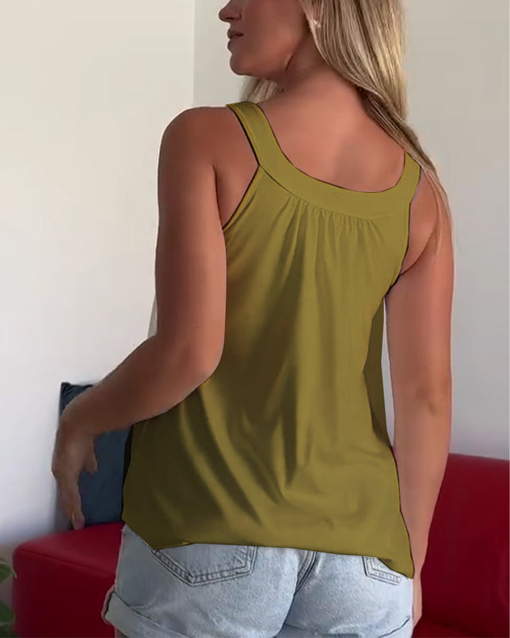 Caty | Solid Color Pleated Tank Top