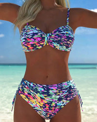 Elina™ | Abstract Print Thin Straps Bikini - Multicolour
