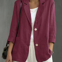 Margaret – Casual Cotton Blazer - Deep Red