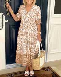 Keisha | Graceful V-Neck Floral - Orange