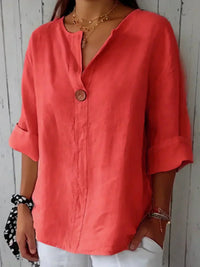 NAYLA™ - Casual V-Neck Blouse - Red
