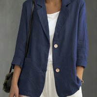 Margaret – Casual Cotton Blazer - Navy