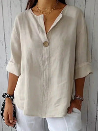 NAYLA™ - Casual V-Neck Blouse - Beige (Almost sold out)