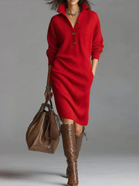 Judi | Elegant Sweater Dress - Red