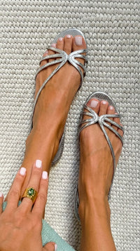 Sandra - Golden Summer Elegance Sandals - Silver