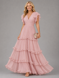 Zoe | Light Pink Elegant Wedding Maxi Dress - Light Pink