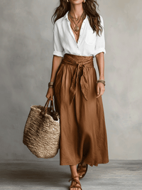 Effortless Elegance Boho Skirt Set - White