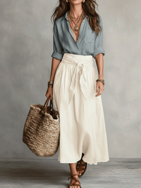 Effortless Elegance Boho Skirt Set - Blue