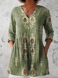 Elise | Long Blouse with V-Neck - Green