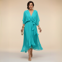Monica | V-neck dress - Navy Blue