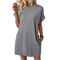 EVASHA™ – Casual Minimalist Round Neck Summer Dress - Grey