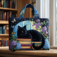 Handcrafted Bag | The Black Cat and the Books - 15" x 13.8"