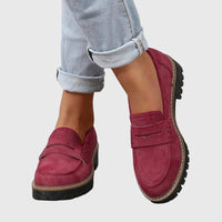 Elegant Non-Slip Timeless Real Leather Loafers - Red