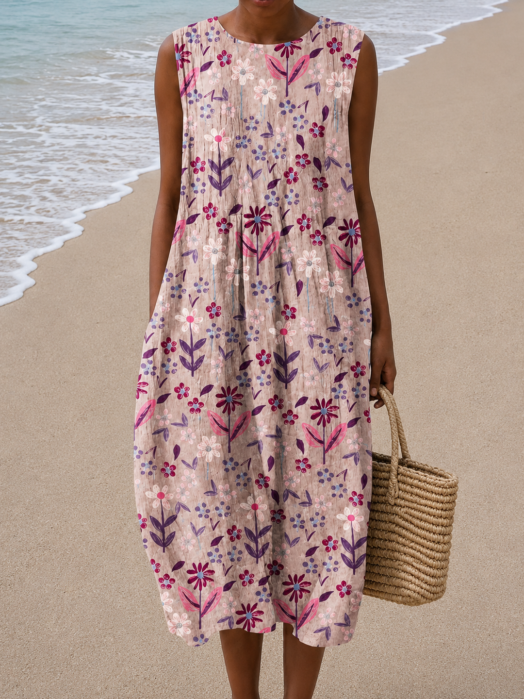 Abigail - Women's Sleeveless Midi Dress with Relaxed Fit