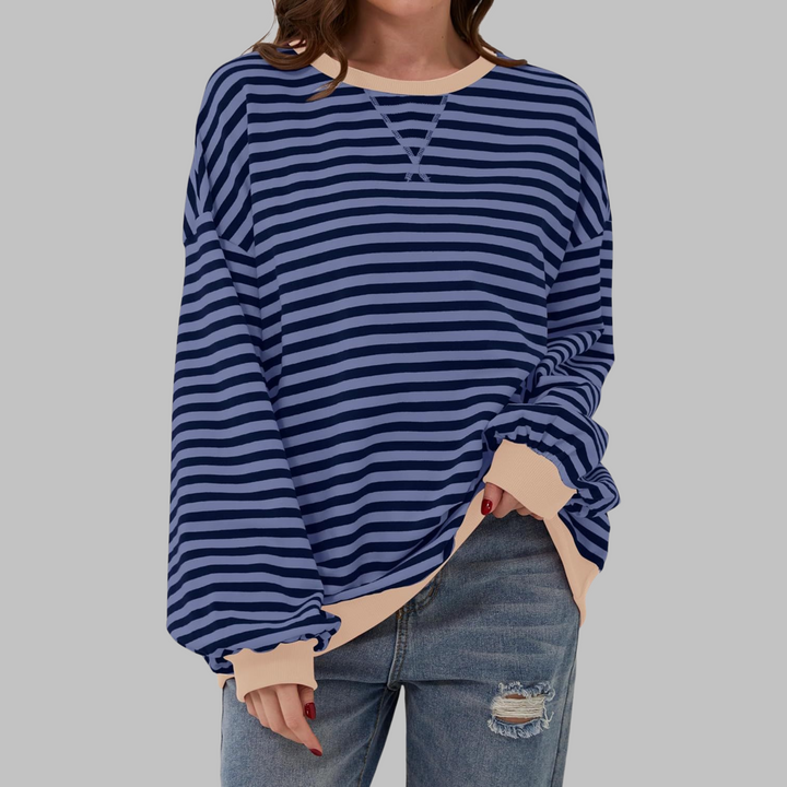 LUKA - Casual Long Sleeve Round Neck Striped Sweatshirt (Restocked)