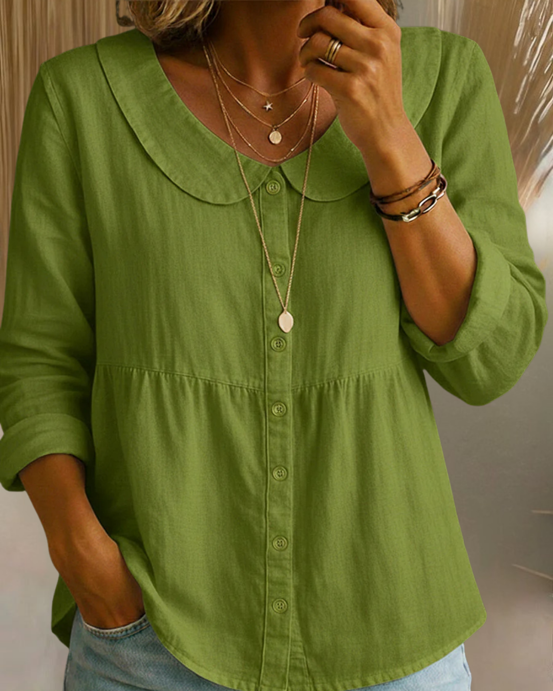 Arlira | Soft Linen Blouse with Peter Pan Collar