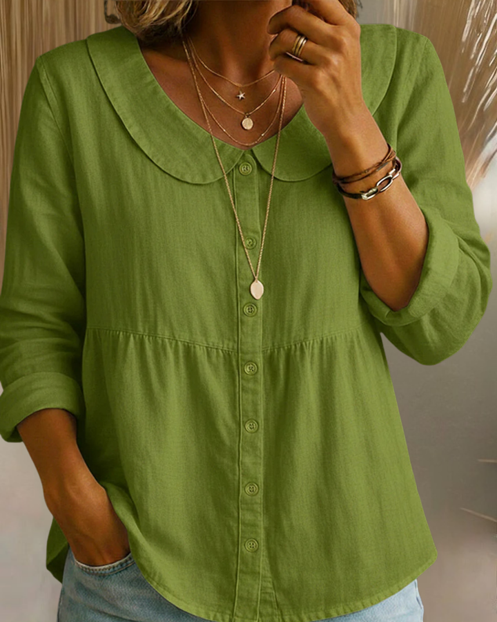 Arlira | Soft Linen Blouse with Peter Pan Collar