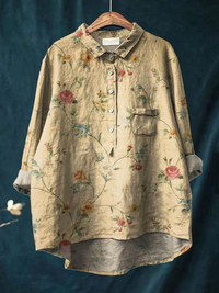Poppy | Women's Vintage Floral Art Print Casual Shirt - Multicolour