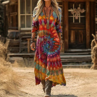 Evelyn | Vintage-Inspired Long Sleeve Casual Dress - Multicolor
