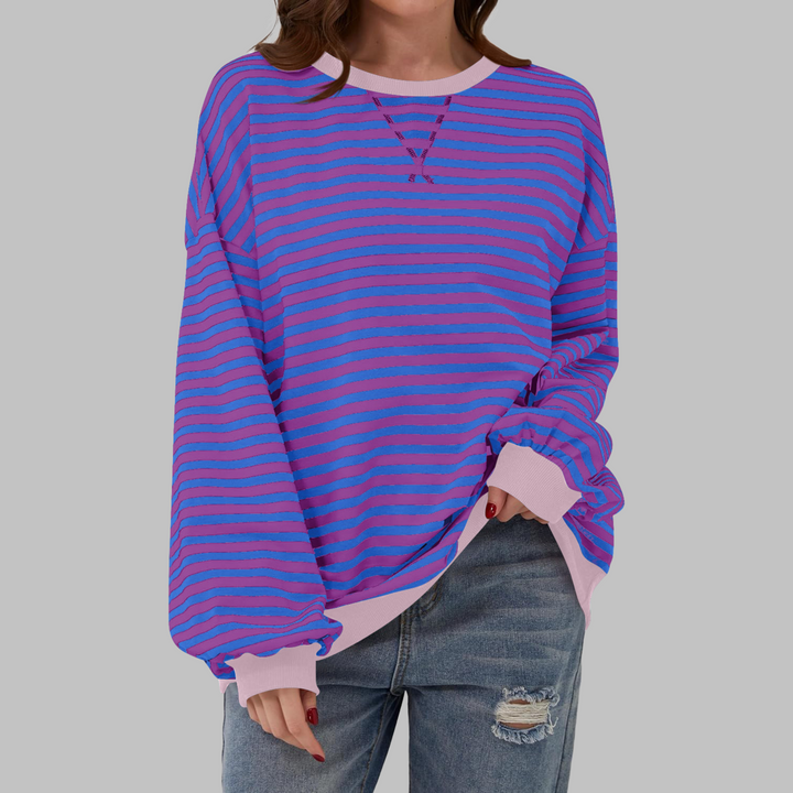 LUKA - Casual Long Sleeve Round Neck Striped Sweatshirt (Restocked)