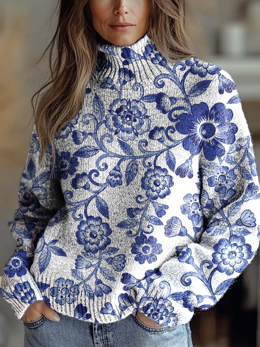 Annabelle | Floral Knit Turtleneck