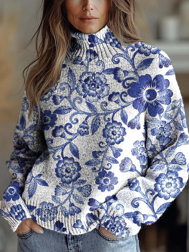 Annabelle | Floral Knit Turtleneck