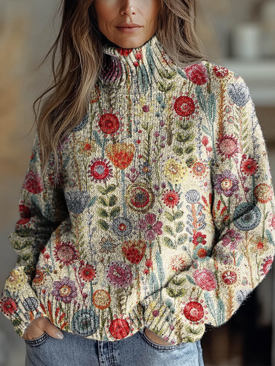Annabelle | Floral Knit Turtleneck