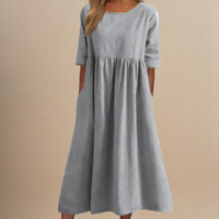 Miranda | Classic Sleeve Dress - Light Grey
