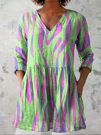 Oceane | Long Blouse with V-Neck - Green