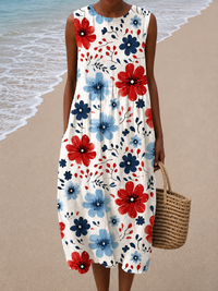 Emily - Women's Sleeveless Midi Dress with Relaxed Fit - S