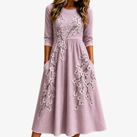Blushing Orchard Floral Midi Dress - S