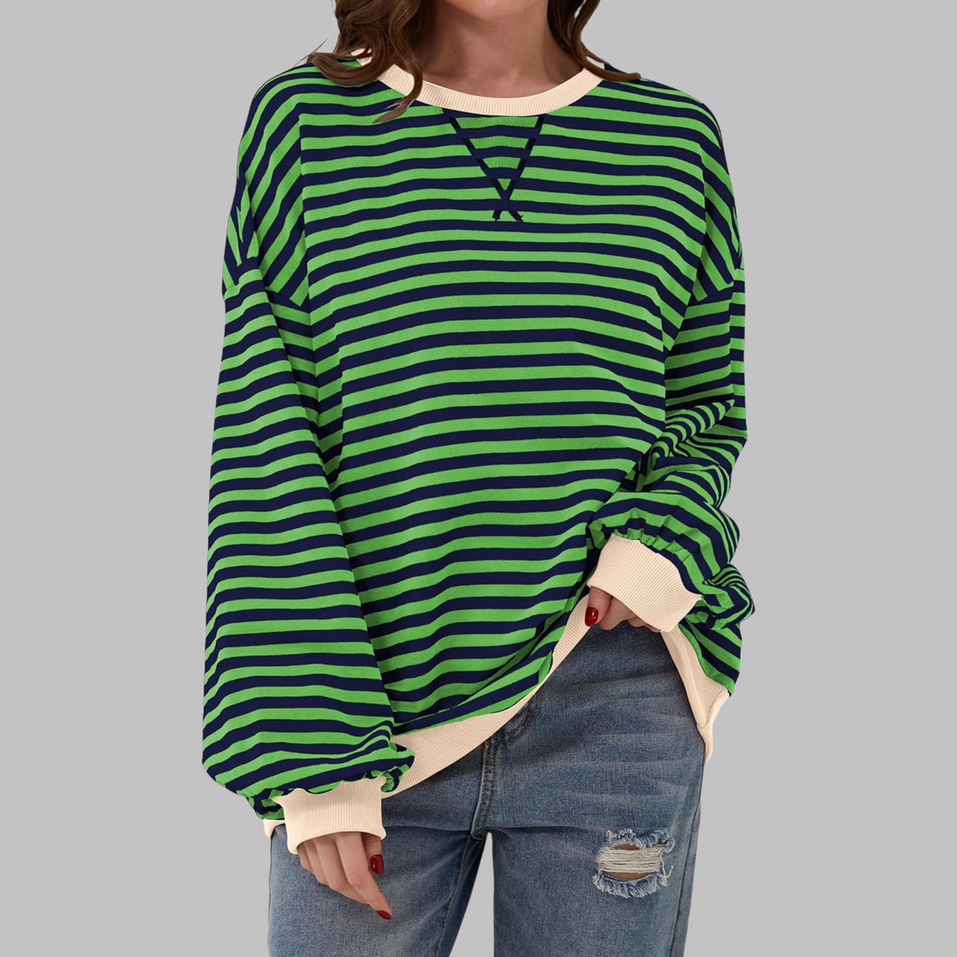 LUKA - Casual Long Sleeve Round Neck Striped Sweatshirt (Restocked)