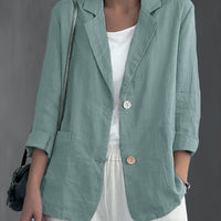 Margaret – Casual Cotton Blazer - Light Green