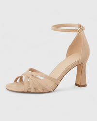 Elegant Occasion Real Leather Heels - Beige
