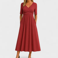 Phoebe | Elegant Midi Dress - Red
