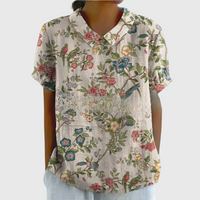 Bonnie | Vintage Floral Blouse - Grey