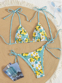 Claire | Lemon Print Triangle Bikini - Green