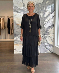 Lara | Elegant Flowing Maxi Dress - Black