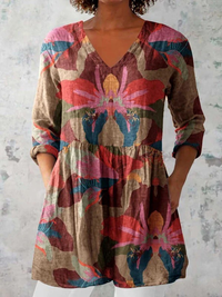 Sarah | Long Blouse with V-Neck - Multicolor