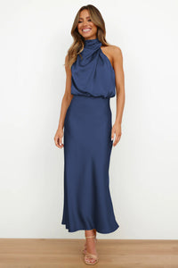 Violet™ | Sahara Draped Dress - Navy Blue