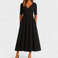 Phoebe | Elegant Midi Dress - Black