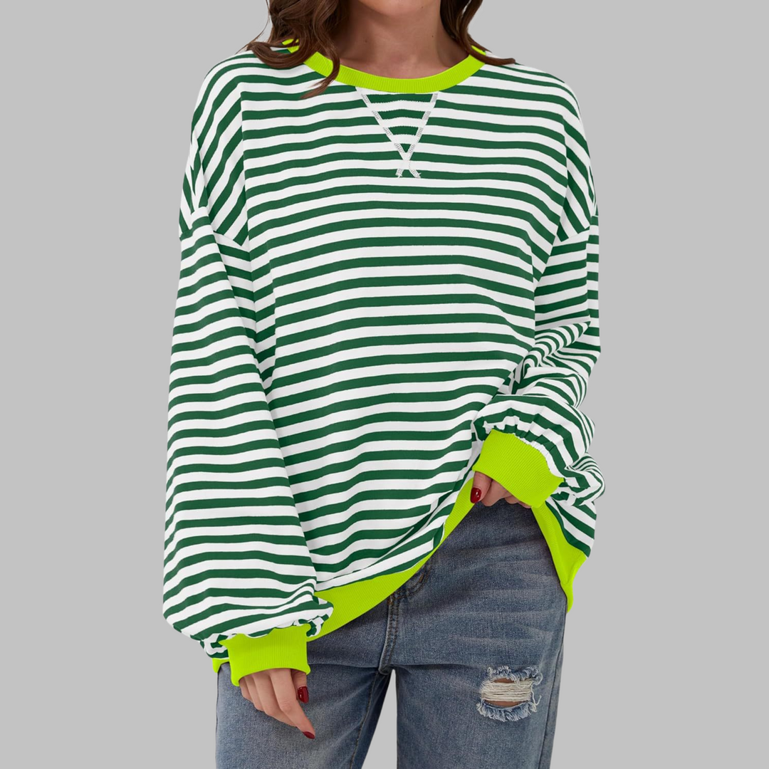 LUKA - Casual Long Sleeve Round Neck Striped Sweatshirt (Restocked)
