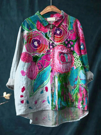 Ella | Vintage Lovely Floral Art Print Casual Shirt - Multicolour
