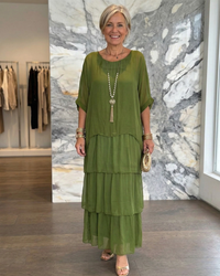 Lara | Elegant Flowing Maxi Dress - Dark Green