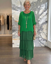 Lara | Elegant Flowing Maxi Dress - Light Green