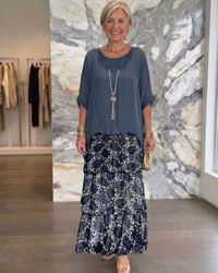 Lara | Elegant Flowing Maxi Dress - Dark blue