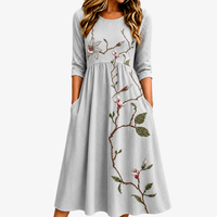 Silver Meadow Blossom Pocket Midi Dress - S