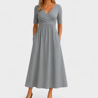 Phoebe | Elegant Midi Dress - Grey
