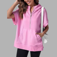 EMERLINDA™ – Relaxed Oversized Half-Zip Summer Hoodie - Pink