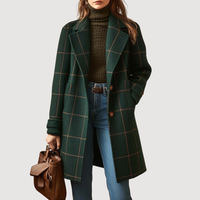 Catherine | Heritage Plaid Tweed Coat - Dark Green